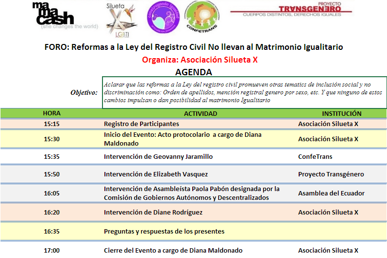 Agenda Reformas a la Ley Registro Civil No llevan al Matrimonio Igualitario organizado por Silueta X - Diane Roriguez -