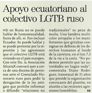 Apoyo Ecuatoriano al Colectivo LGBTI Ruso de Silueta X por Diane Rodriguez