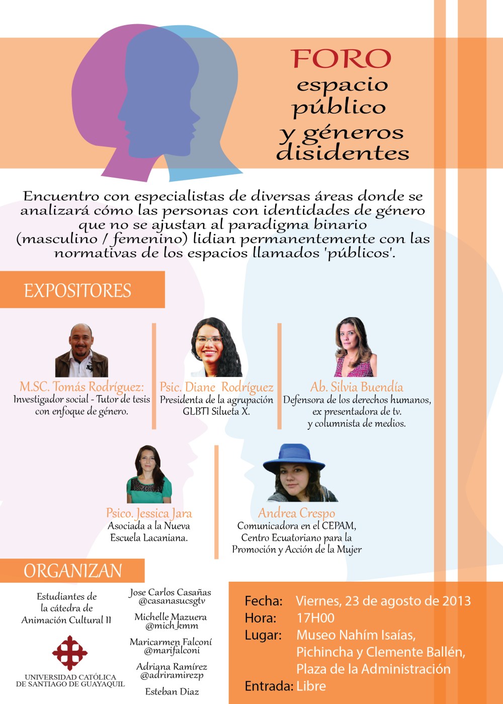 Foro Espacio publico y genero disidente de Silueta x por Diane Rodriguez