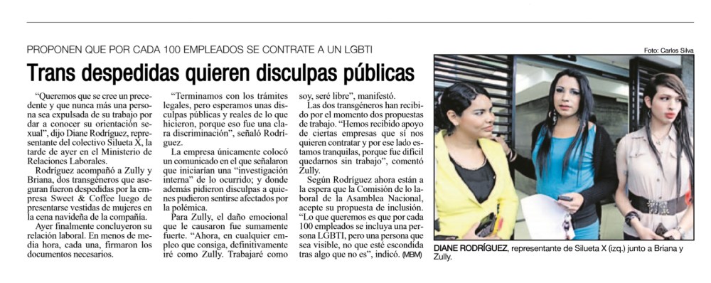 Trans despedidas quieren disculpas publicas