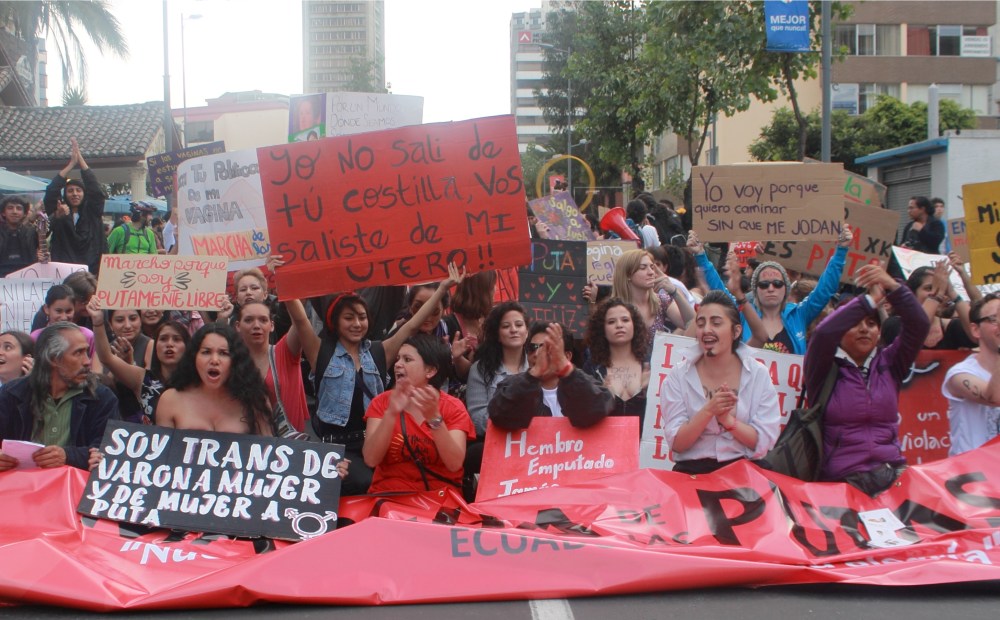 Marcha de las Putas 2014 Arco del Ejido Quito - Ecuador - Por un ecuador sin violencia contra la mujer y trans (2) Diane Rodríguez y Ana Almeida
