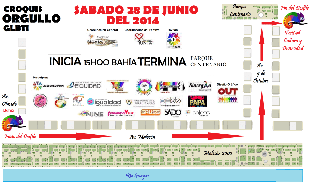 Croquis del Orgullo y Diversidad Sexual GLBTI 2014 en Guayaquil