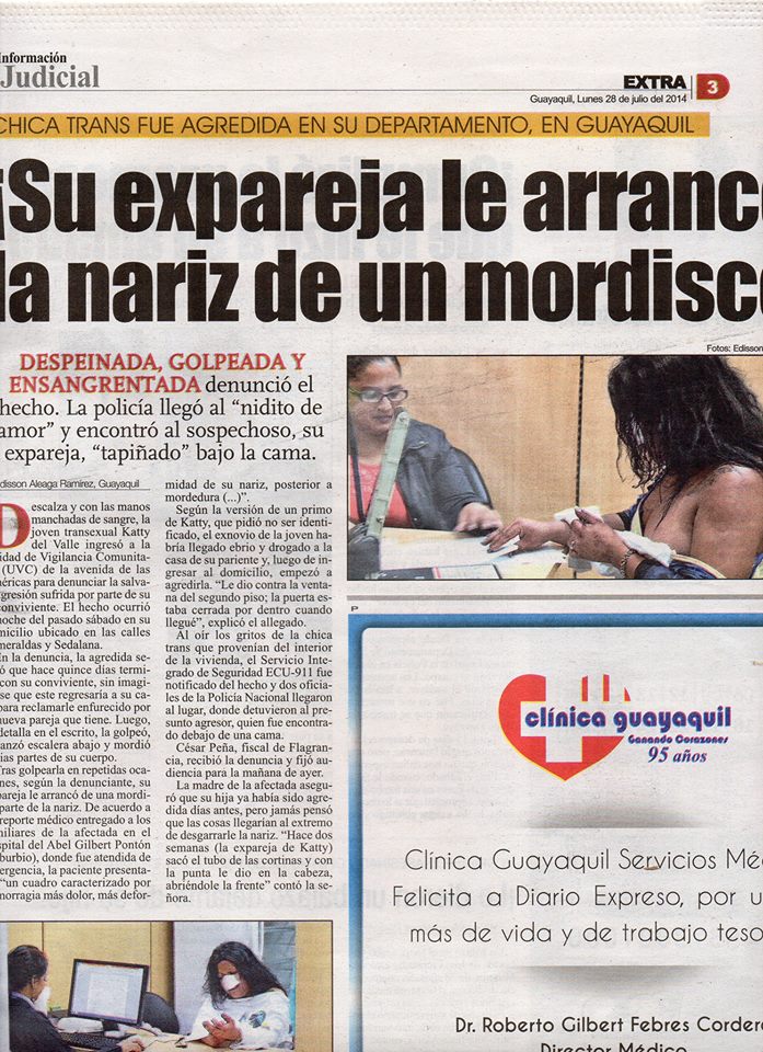 la ex pareja de una transexual le arrancó la nariz de un mordisco