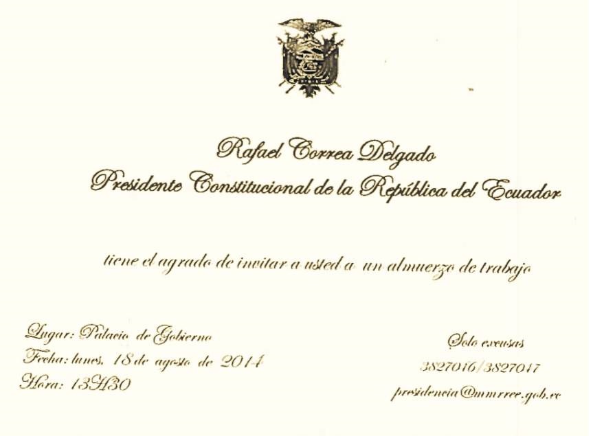 Almuerzo de Trabajo con Presidente rafael Correa y población LGBTI