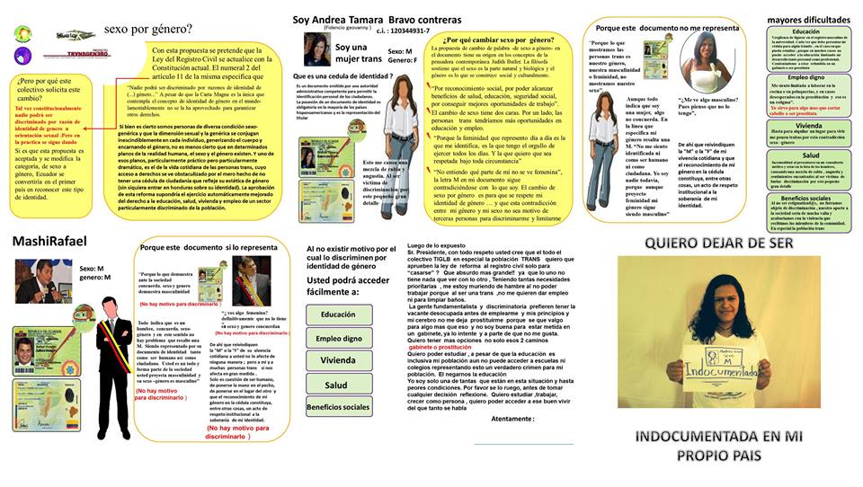 Andrea Bravo de Silueta X hace un Colage de las Reformas a la Ley del registro Civil en Materia de Identidad de Género y se lo entrega en el Almuerzo de Trabajo