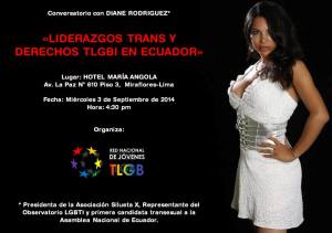 Diane Rodríguez - Liderazgos trans y Derechos TLGBI en Ecuador - 3 de Setpeimbre en Lima - Perú