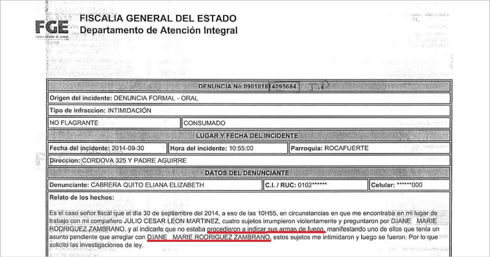 Fiscalía del Ecuador Recepta denuncia de amenazas contra activista defensora GLBTI