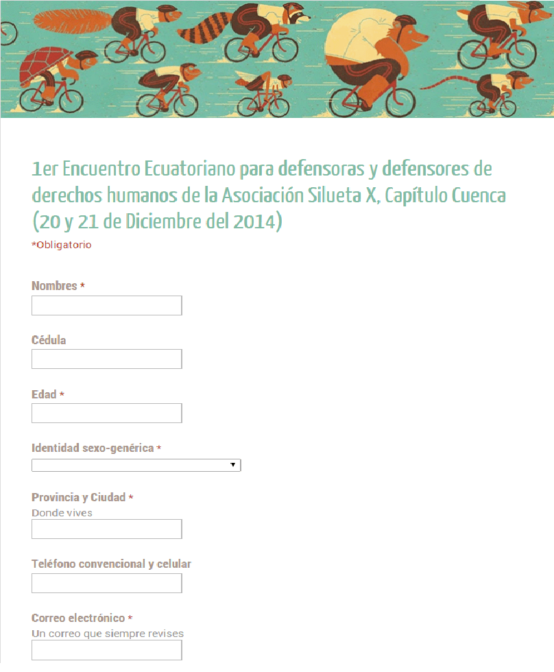 1er Encuentro Ecuatoriano para defensoras y defensores de derechos humanos de la Asociación Silueta X, Capítulo Cuenca (20 y 21 de Diciembre del 2014).