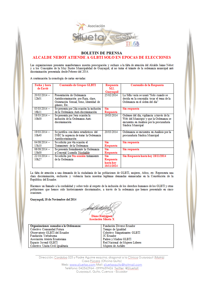 ALCALDE NEBOT ATIENDE A GLBTI SOLO EN EPOCAS DE ELECCIONES