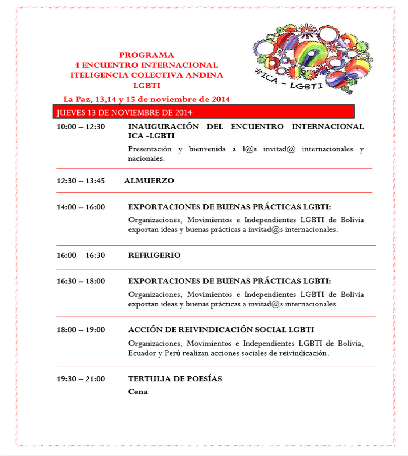 I ENCUENTRO INTERNACIONAL INTELIGENCIA COLECTIVA ANDINA GLBTI
