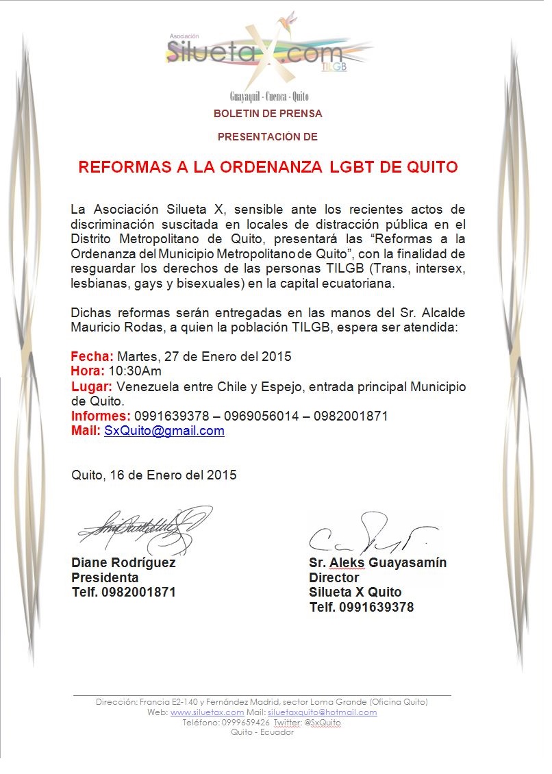 Reformas a la Ordenanza LGBT del Municipio de Quito - Ecuador