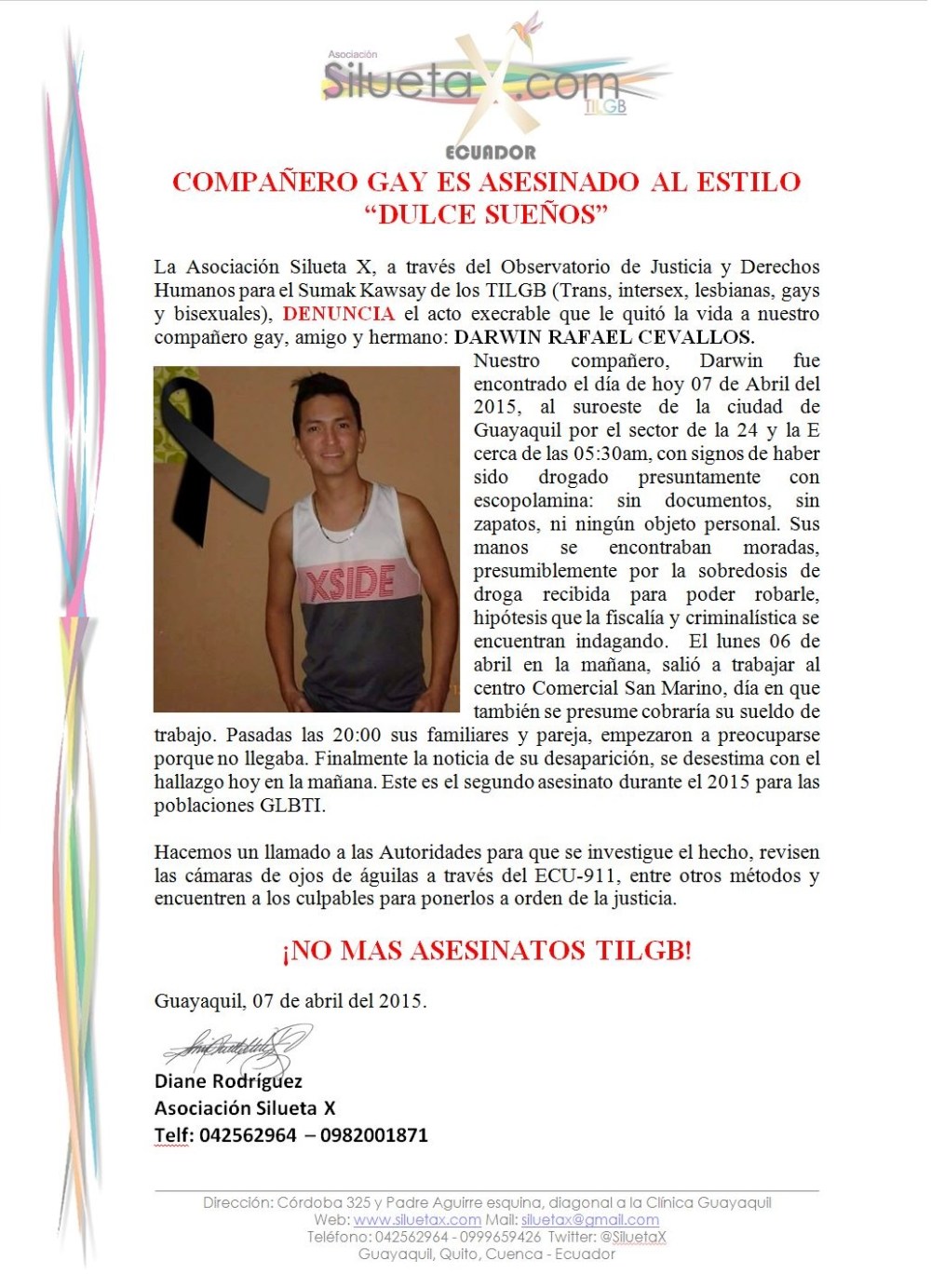 Compañero gay es asesinado en Ecuador al estilo dulce sueños