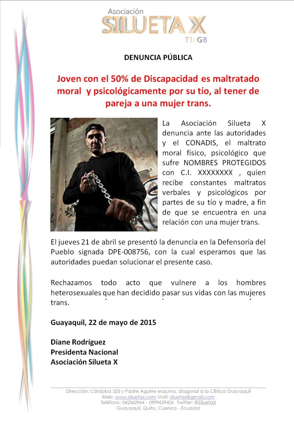 Joven con el 50% de Discapacidad es maltratado moral  y psicológicamente por su tío, al tener de pareja a una mujer trans