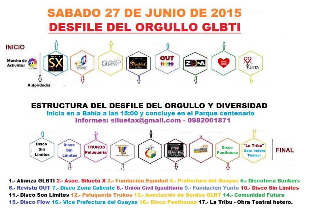Distribución de bloques orgullo gay y diversidad sexual 2015 - Asociación Silueta X