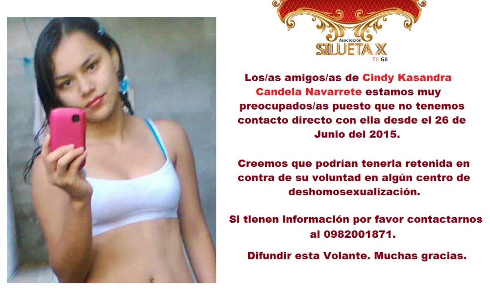 Cindy Kasandra Candela Navarrete clinica de deshomosexualización - tortura lgbt ecuador