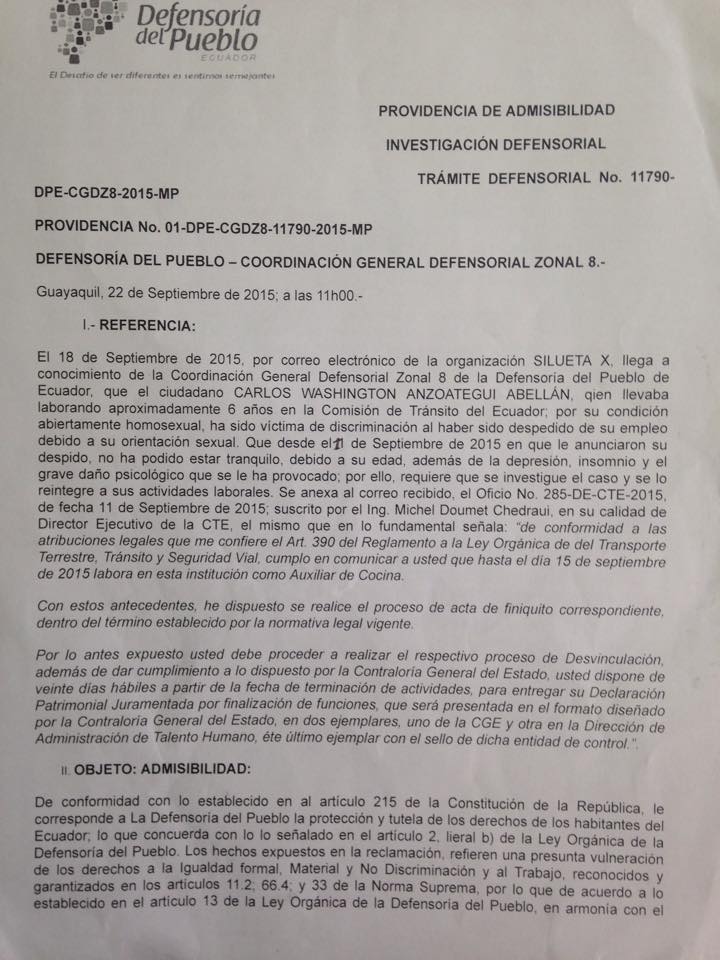 Convocatoria audiencia publica entre Comisión de transito y asociación Silueta X sobre caso de discriminación laboral