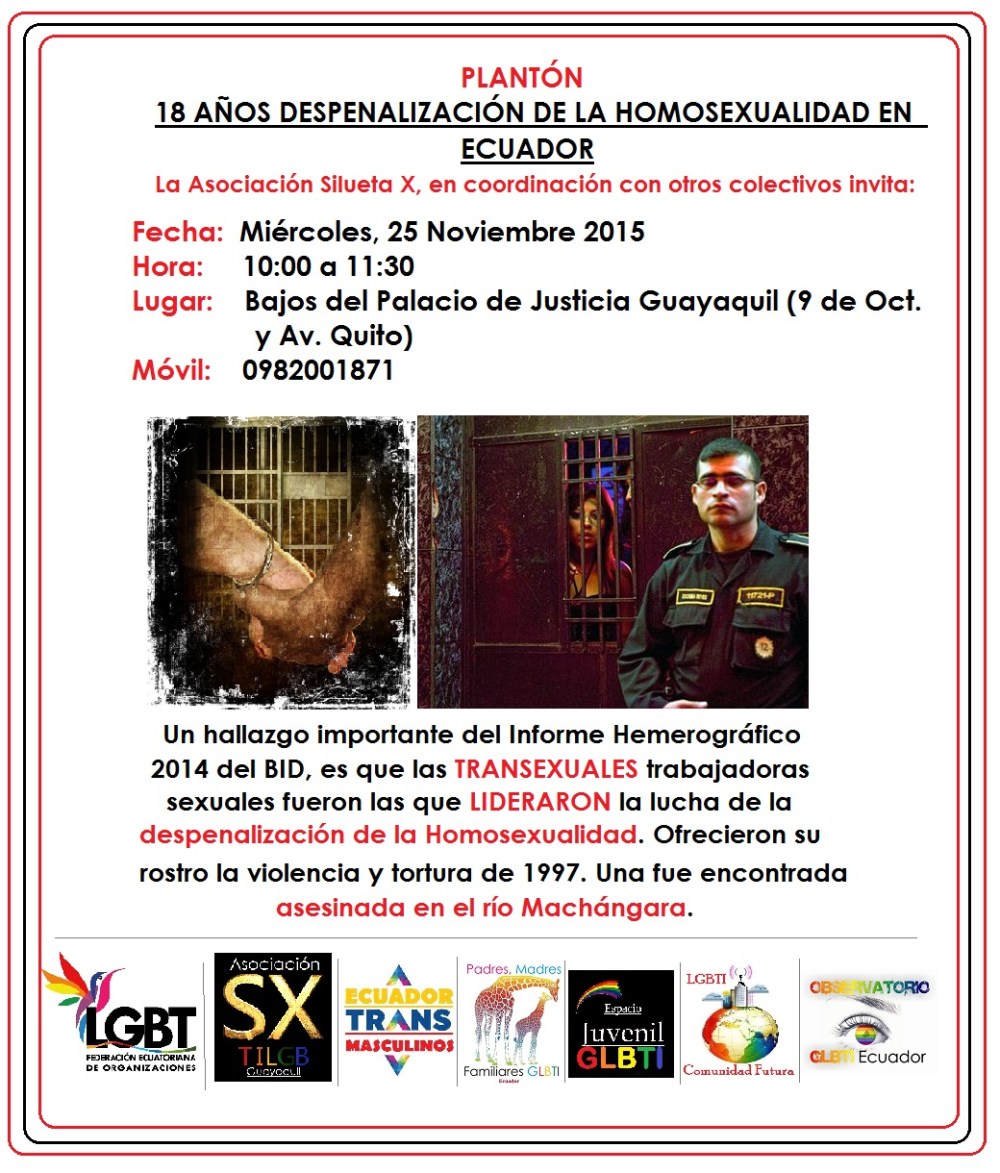 Platón por la Despenalización de la Homosexualidad en Ecuador - 2015 - Asociación Silueta X