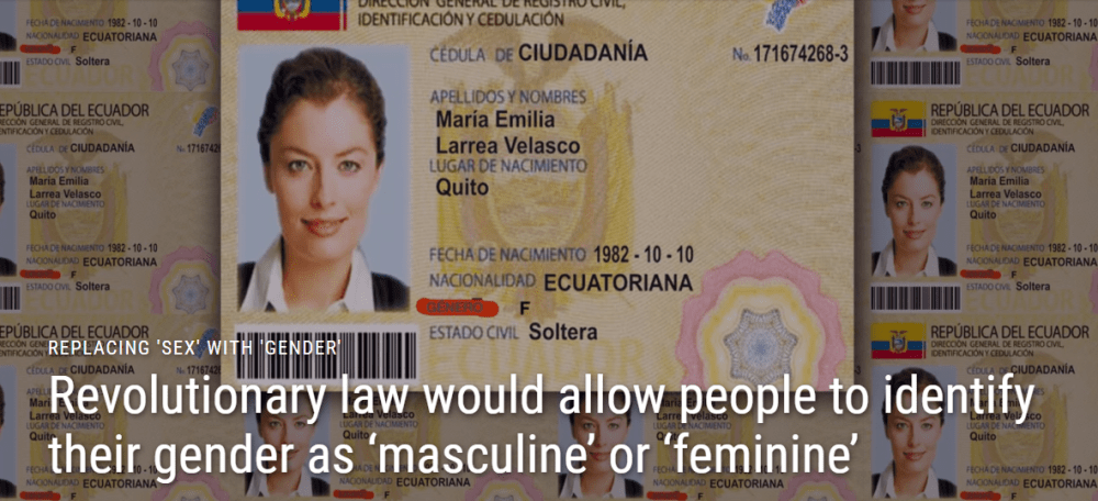 Revolucionaria ley en Ecuador permitiría a la gente identificar su género masculino o femenino- SiluetaX
