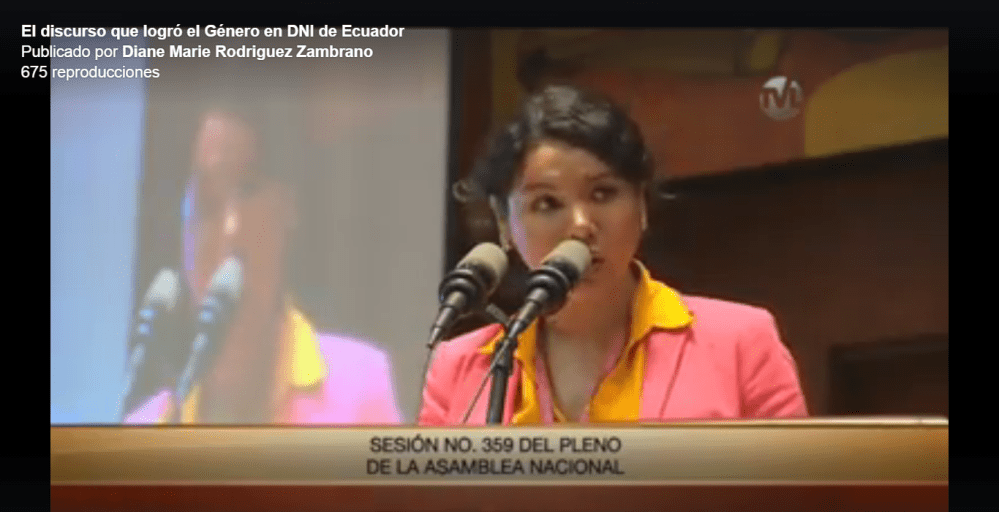 El discurso que logró el Género en DNI o cédula en Ecuador - Diane Rodríguez Federación Ecuatoriana de Organizaciones LGBT