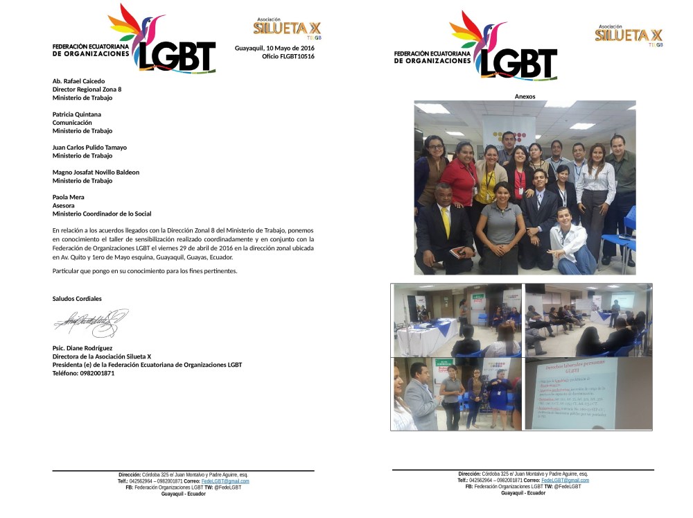 Resultados del Taller de Sensibilización a inspectores de trabajo direccion zonal 8 con la Federación y la Asociaciñon Silueta X