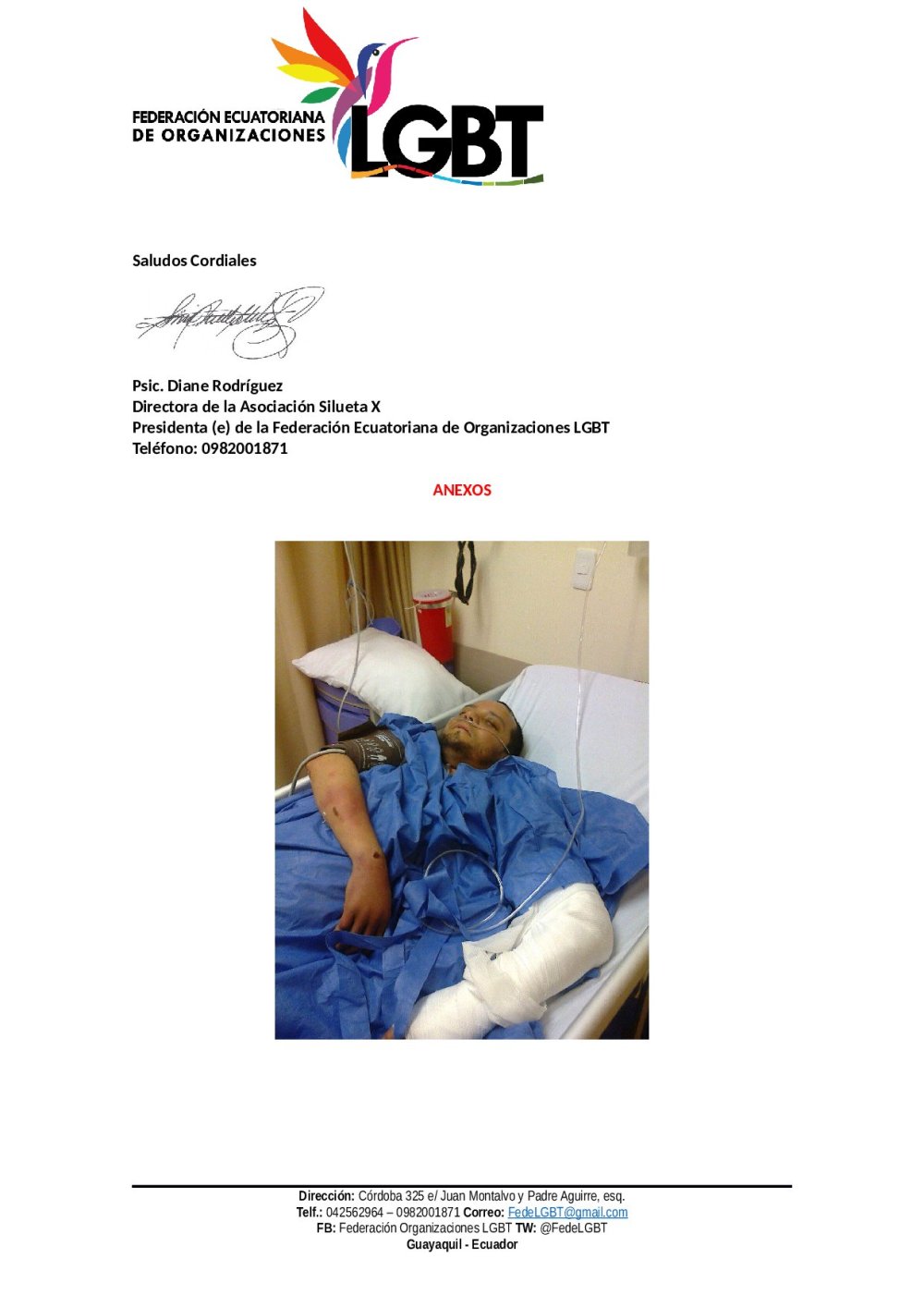 Gay escopolamido y a punto de perder el brazo solicita apoyo de la Policia y Ministerio de Salud (1)