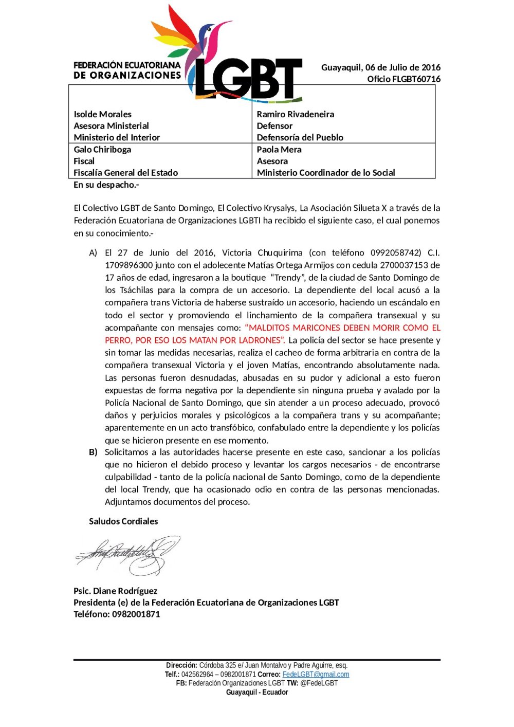 Linchamiento a Transexual y acompañante - federación ecuatoriana de organizaciones LGBT (2)