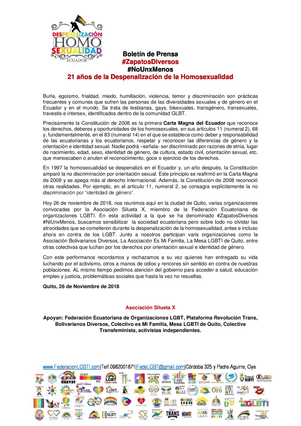 Boletín Boletín de Prensa Performance Zapatos Diversos - Asociación SIlueta X