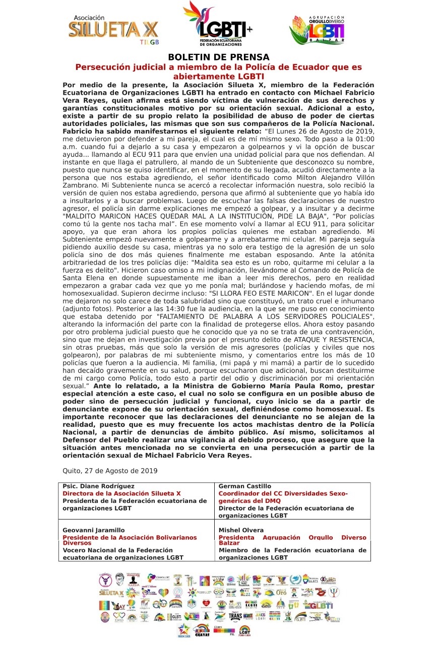 Boletin de Prensa  Persecución judicial a miembro de la Policía de Ecuador que es abiertamente LGBTI.jpg