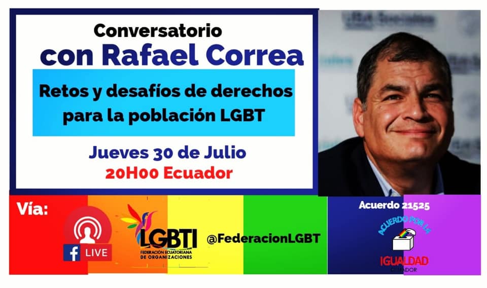 Población LGBT conversa con el ex presidente Econ. Rafael Correa Delgado - federación ecuatoriana de organizaciones LGBT y Asociación Silueta X